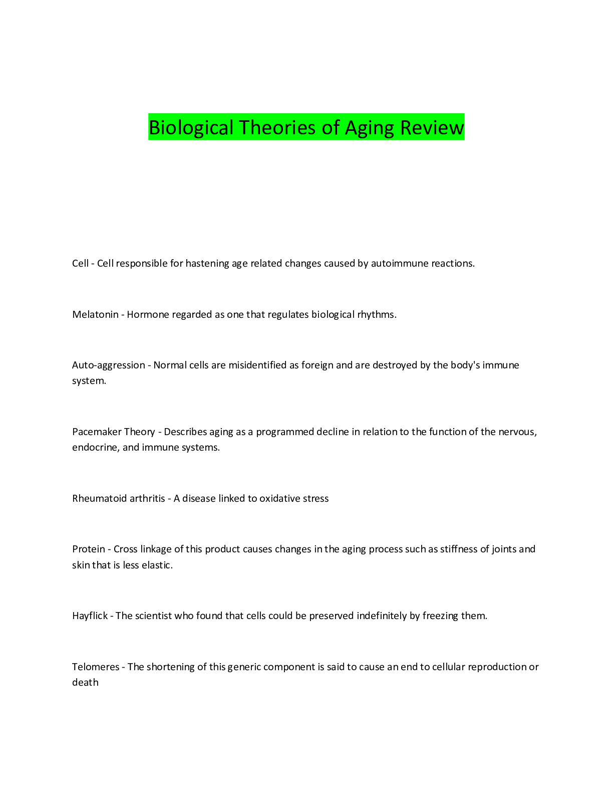 Preview image for Biological Theories of Aging Review